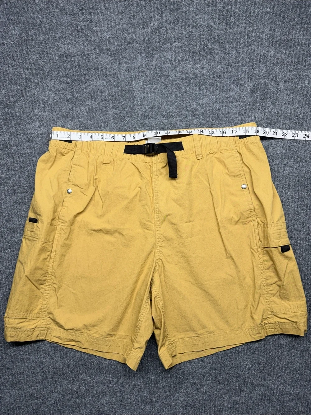 The North Face Men's Mustard Cargo Shorts with Black Belt